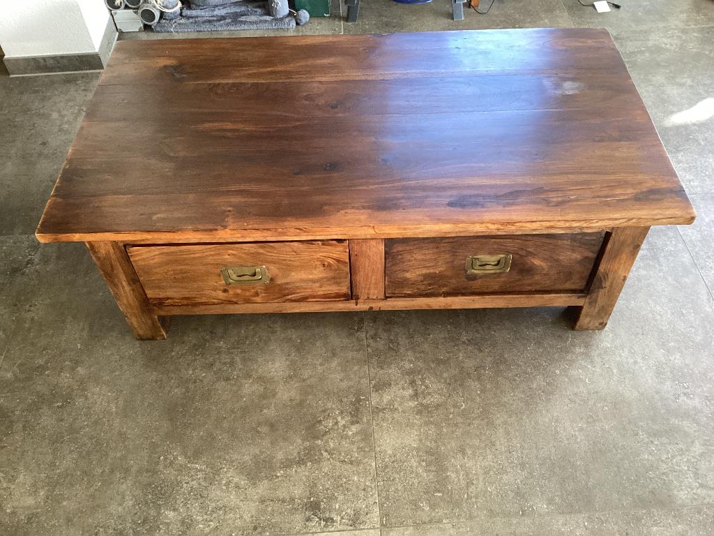 Houten Tafel salontafel bijzettafel kastje teak koloniaal, Ophalen, Gebruikt, 50 tot 100 cm, Koloniaal