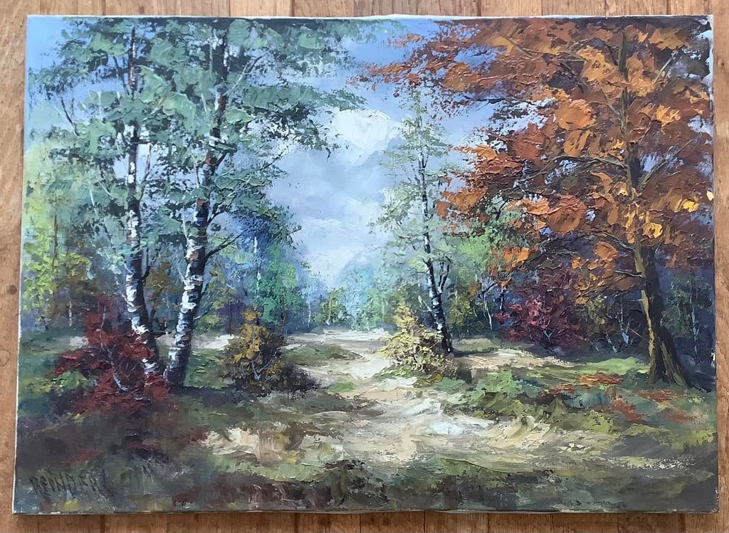 Bos, lanschap, heide, Reinders, schilderij, natuur, bomen, Ophalen of Verzenden