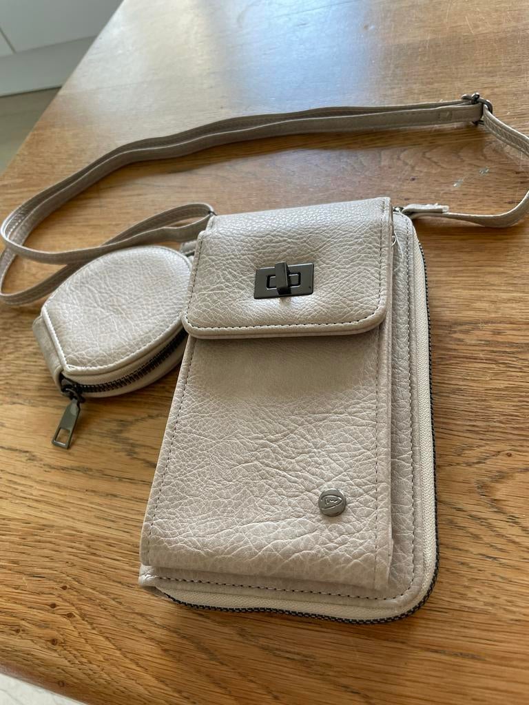 Telefoon tasje beige/crème met portemonnee, Ophalen of Verzenden, Zo goed als nieuw, Beige, Overige merken
