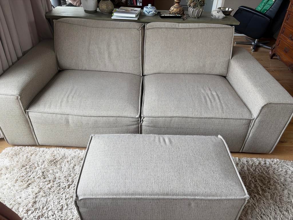 Modulaire bank James Karwei met poef zgan, Ophalen, 125 cm of meer, Zo goed als nieuw, Stof
