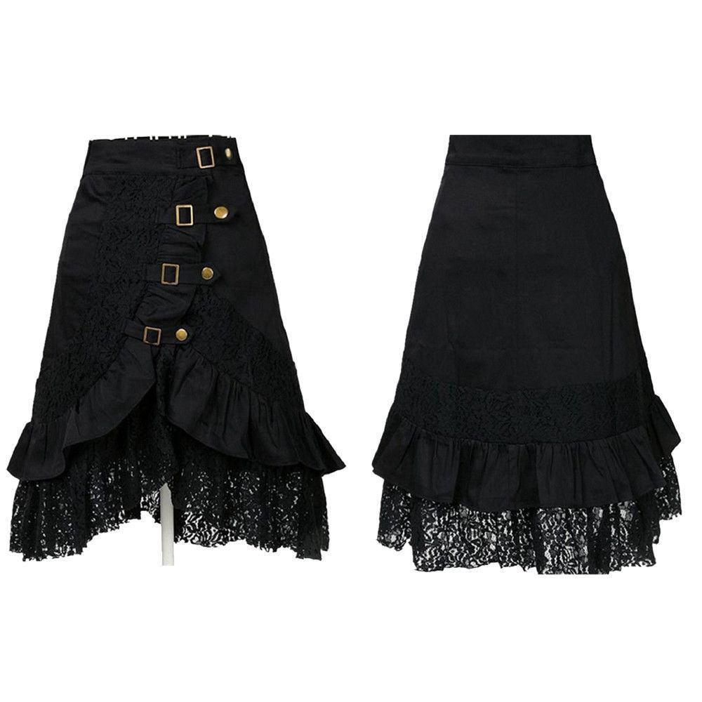 Zwarte gothic rok (victoriaanse steampunk dames vrouwen), Verzenden, Nieuw, Historisch, Kleding
