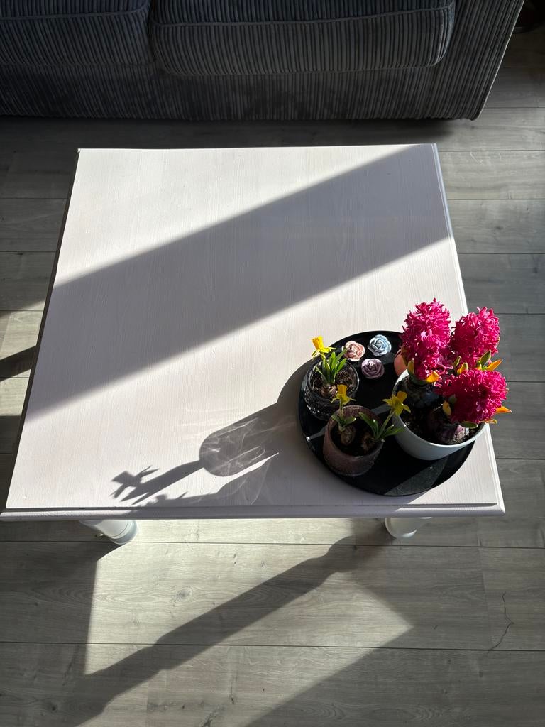 Salontafel hout wit/roze, Gebruikt, Vierkant, Minder dan 50 cm, Overige houtsoorten