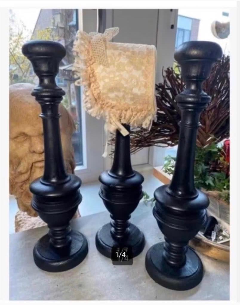 3 x hoedenstandaard hout zwart 40 cm pr.p.stuk, Ophalen of Verzenden