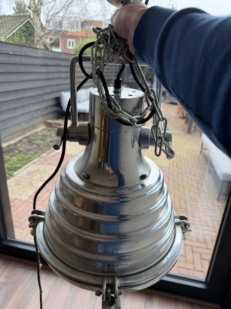 Riviera Maison Factory 56 Hanglamp Aluminium Industrieel, Huis en Inrichting, Lampen | Tafellampen, Ophalen, Gebruikt, Minder dan 50 cm