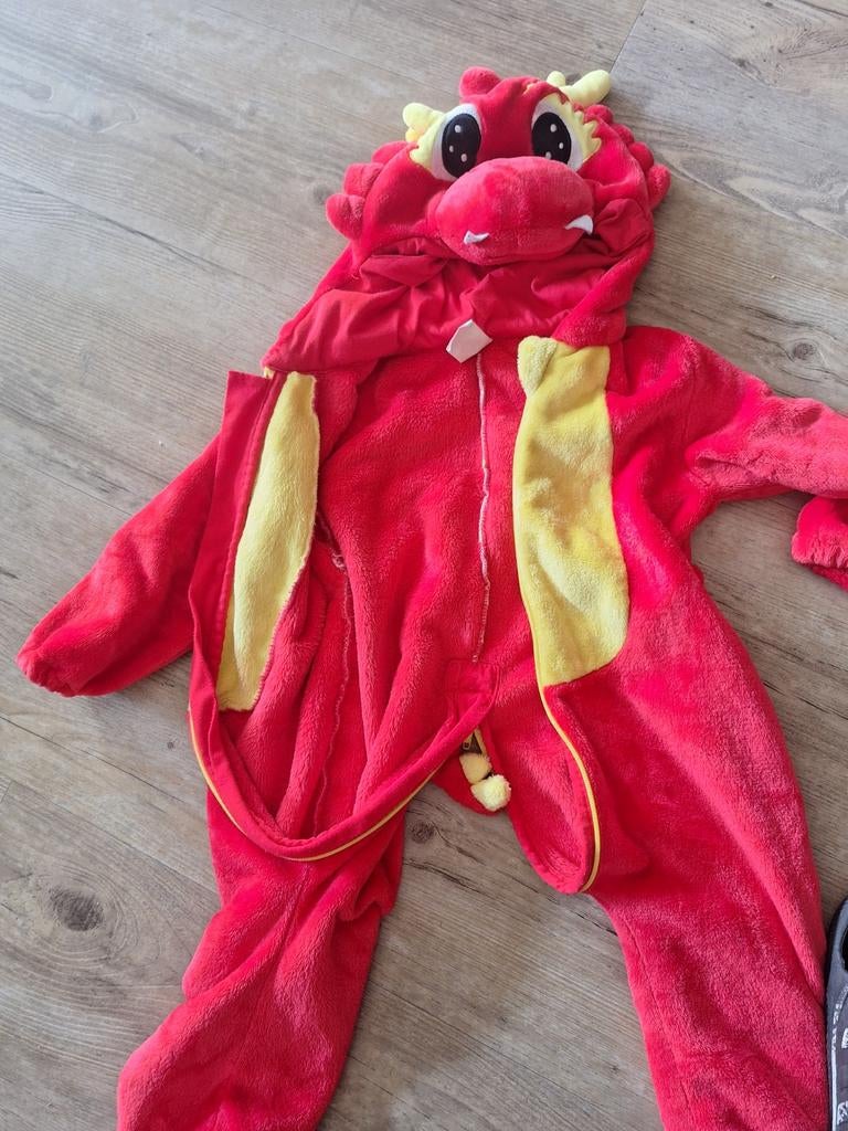 Warme Draken Onesie met Lange Rits, Kinderen en Baby's, Carnavalskleding en Verkleedspullen, Gebruikt, Jongen of Meisje, 104 of kleiner