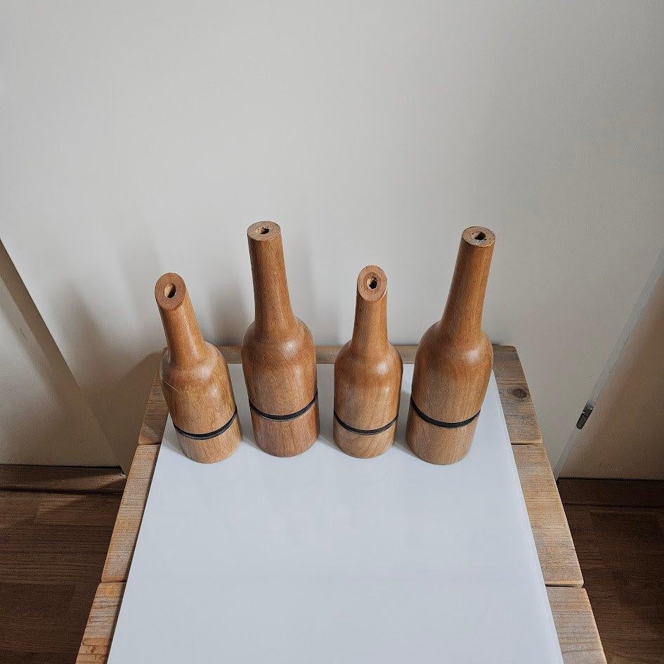 ZGAN 4x houten flesvaas groot 30/36 cm hoog, Overige onderwerpen, Houtsnijwerk, Ophalen of Verzenden, Handgemaakt