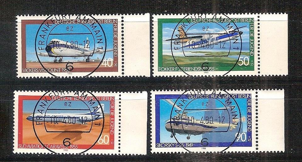 Vliegtuigen-8 Berlin 617-620, Ophalen of Verzenden, Gestempeld, Vliegtuigen