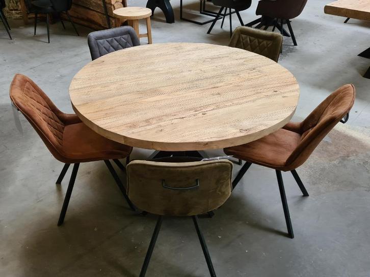 Eettafel ROND | Elmwood | Tafelbladen met karakter, Niet ingevuld, 150 tot 200 cm, Nieuw, Ophalen of Verzenden