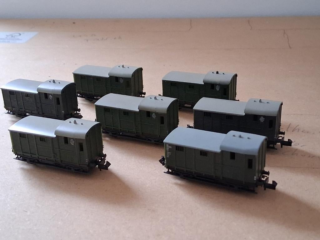 Set van 7 goederenwagons n spoor, Gebruikt, Gelijkstroom, Trix, Wagon