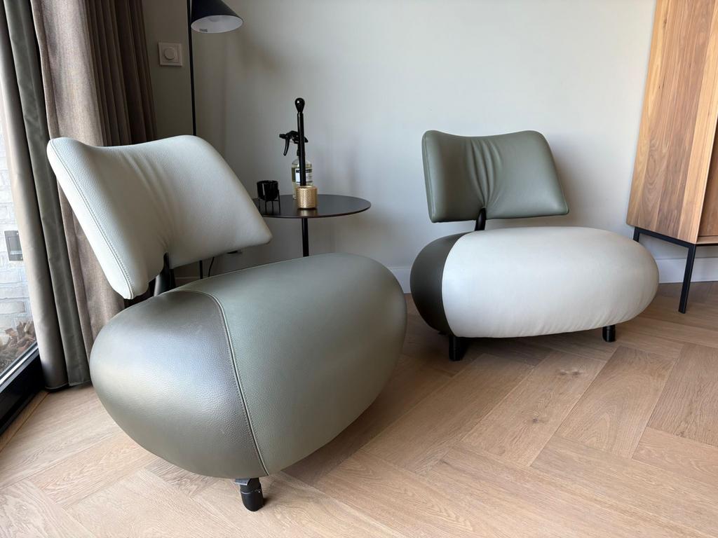 Leolux Pallone fauteuils - 2 stuks, Huis en Inrichting, Fauteuils, Ophalen, Zo goed als nieuw, Leer, 75 tot 100 cm