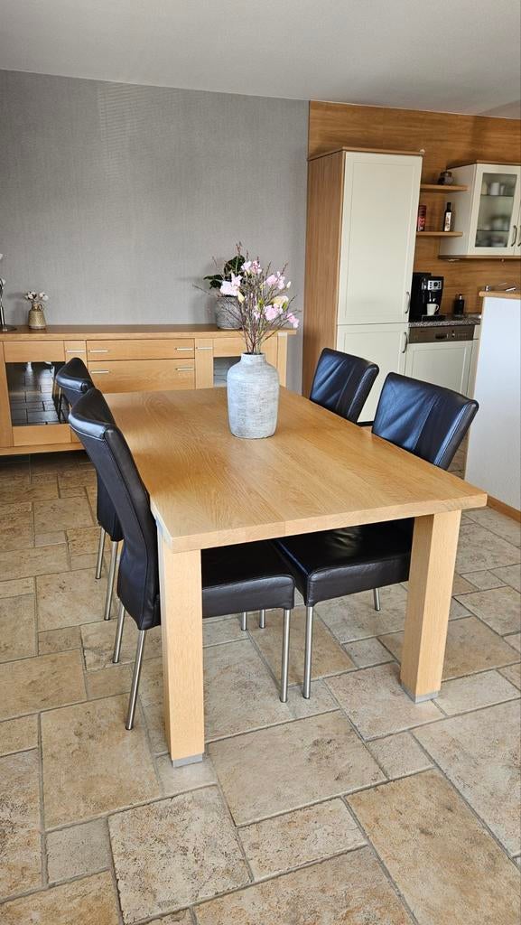 Prachtige blank eiken eethoek Hans Daalder Steel, Ophalen, Gebruikt, Modern blank eiken, Eikenhout