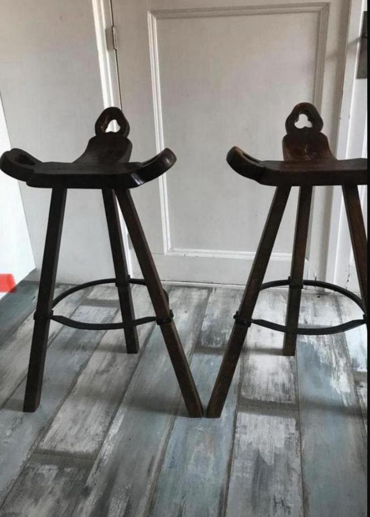 Spaanse barkrukken Marbella, 2 krukken, Ophalen, Gebruikt, 60 tot 90 cm