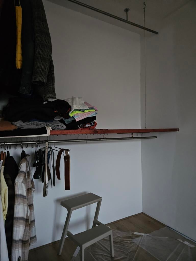 Industrieel kledingrek steigerhout en ophangroedes, Kleding | Dames, Kledingrekken, Ophalen of Verzenden