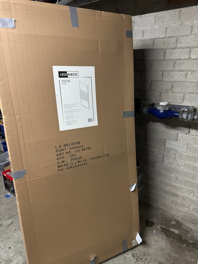 Luca Varess Vidor Douchedeur 90cm Mat Glas Chroom Profiel, Ophalen, Nieuw, Chroom, Douche