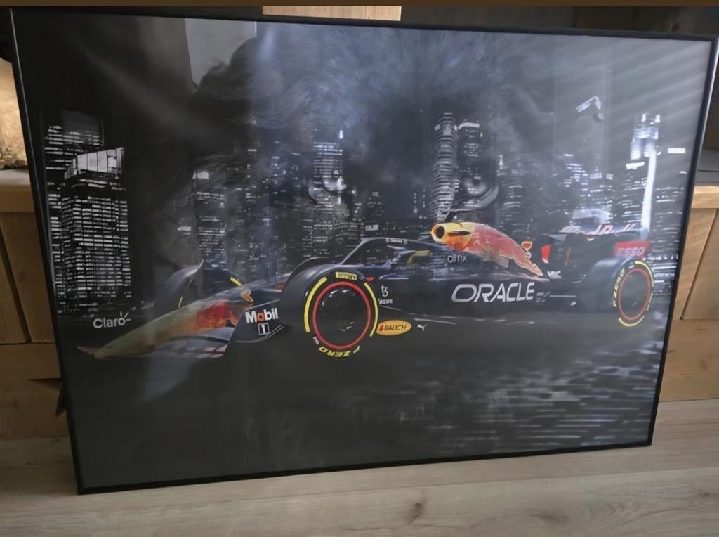 Max Verstappen Schilderij Poster met Lijst - 101x71cm, Ophalen, Schilderij, 75 cm of meer