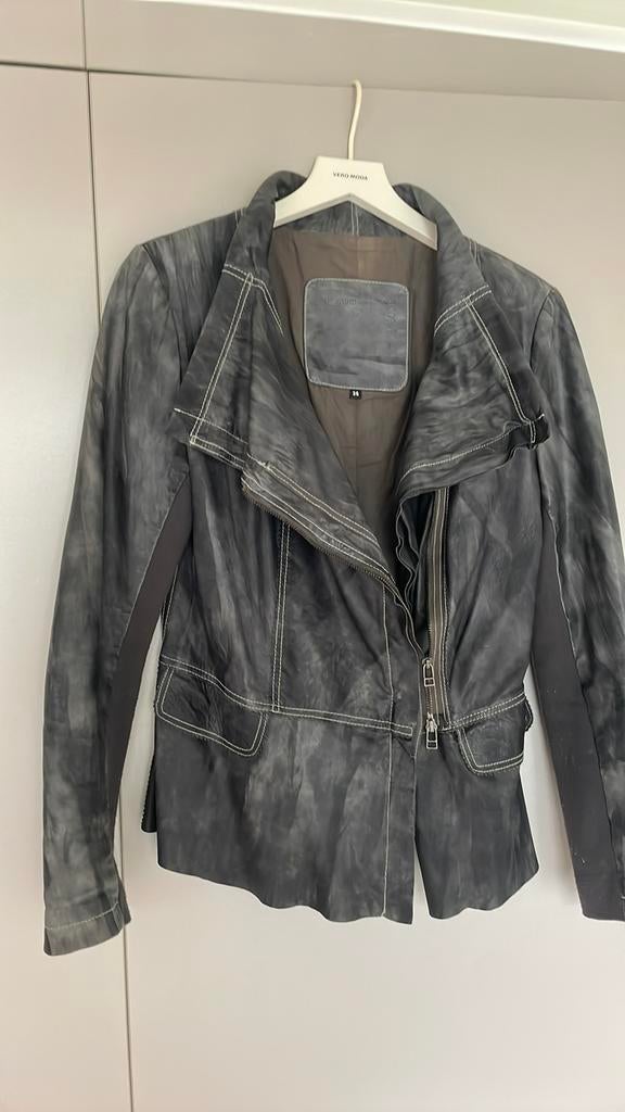 Summum leer jasje 36, Kleding | Dames, Ophalen of Verzenden, Zo goed als nieuw, Maat 36 (S), Blauw