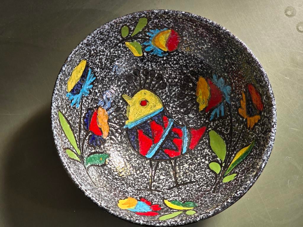 Schaal met vogel en bloemen, jaren 60 Italië, Antiek en Kunst, Ophalen of Verzenden