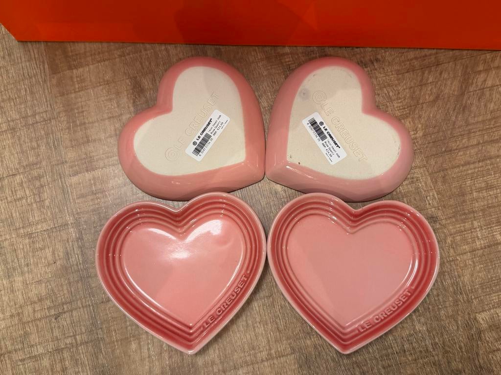4x Le Creuset Hartvormige Schaal - 14 cm - Roze, Verzenden, Effen, Aardewerk, Schaal of Schalen