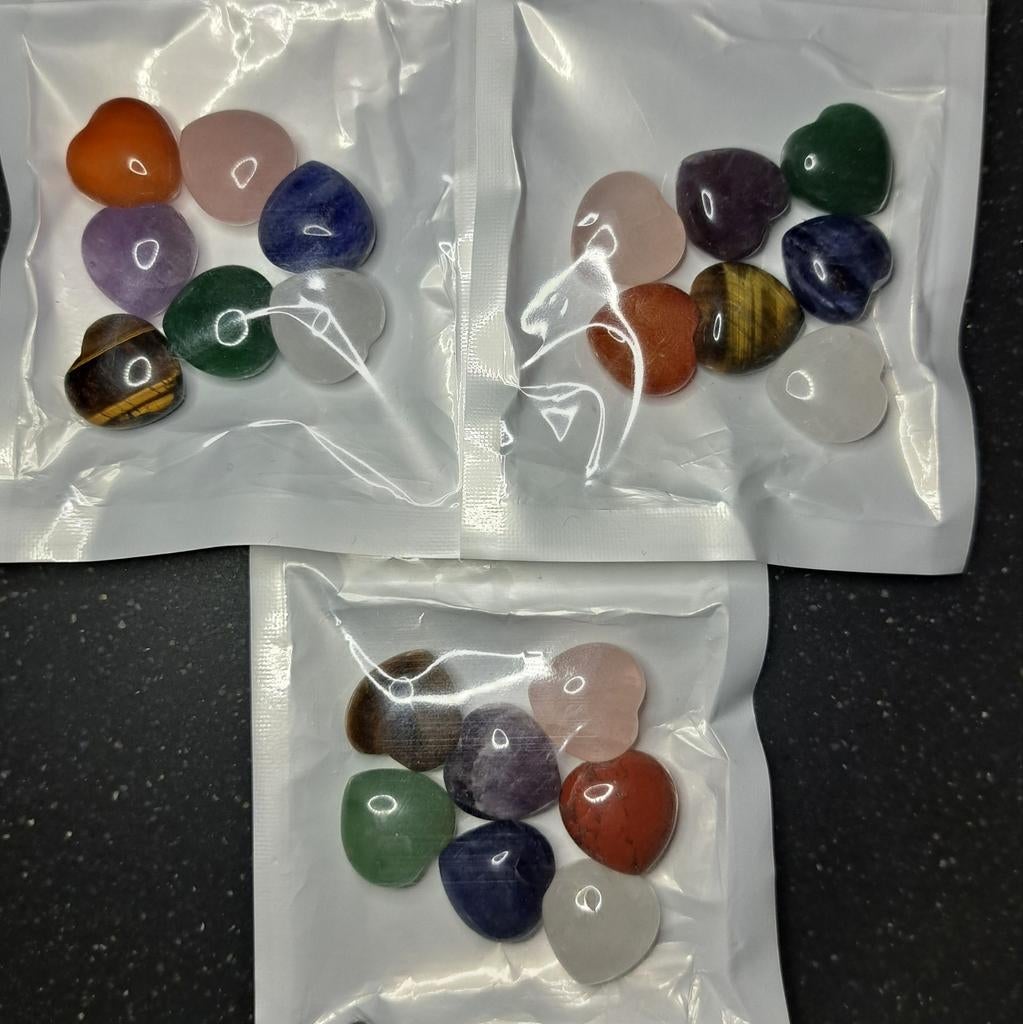 Set met 7 edelsteen hartjes edelstenen hart stenen hartje, Ophalen of Verzenden