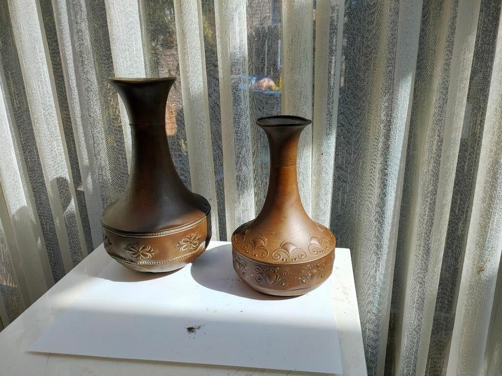 Jugendstil vazen messing, Ophalen of Verzenden