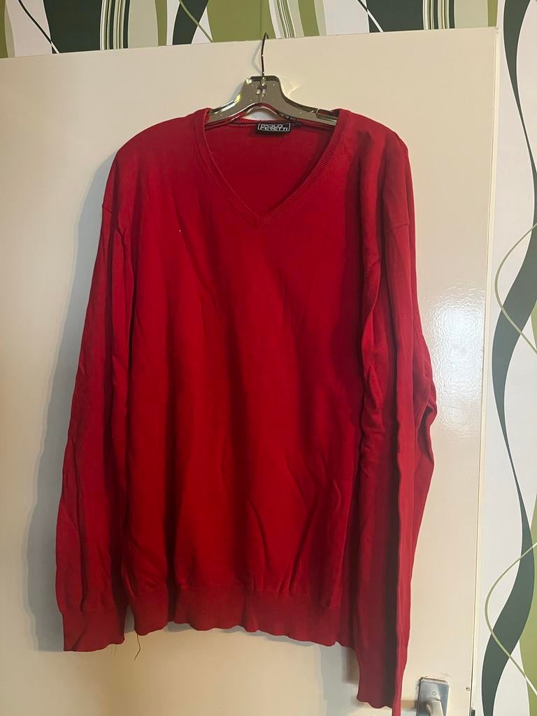 Rode V-hals trui van Paolo Feretti,maat XXL,coton, Ophalen of Verzenden, Zo goed als nieuw, Maat 52/54 (L), Rood