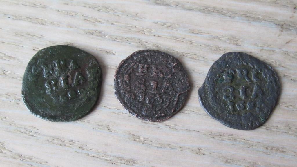 Frisia bronzen duiten / 1653 / 1682 / 1692 / bodemvondst, Postzegels en Munten, Munten | Nederland, Ophalen of Verzenden, Vóór koninkrijk