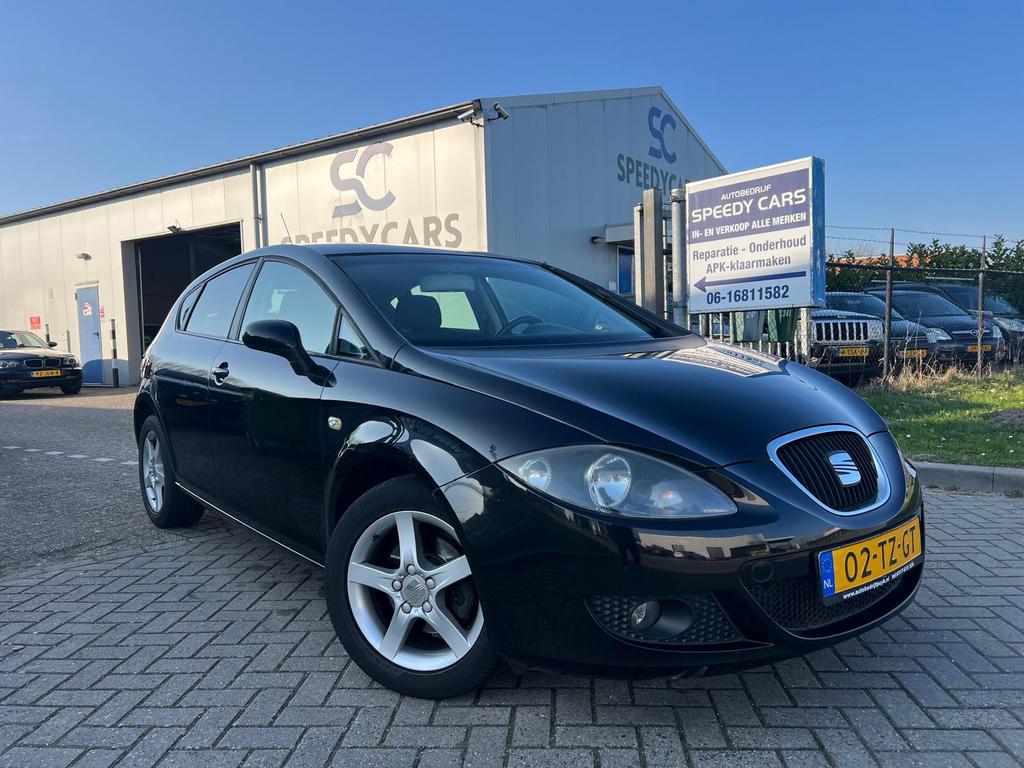 Seat Leon 1.6 2007 Airco Elektr Ramen N.A.P, Stof, 4 cilinders, Leon, Zwart