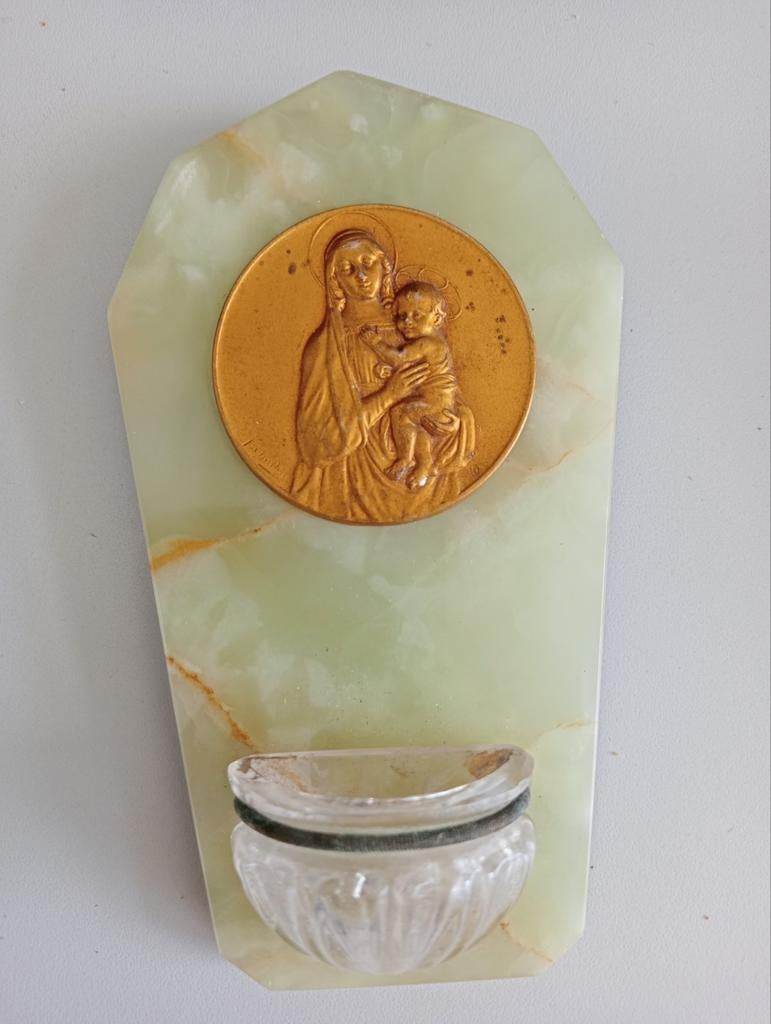 Onyx / marmer wijwatervat, wijwaterbakje van glas, Ophalen of Verzenden, Zo goed als nieuw, Overige typen