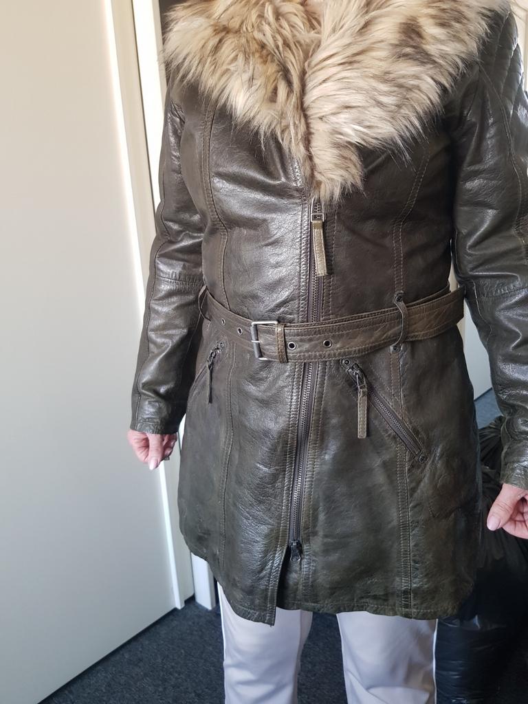 Prachtige leren jas. Als nieuw. Maat M .plantaardig gelooid, Ophalen of Verzenden, Zo goed als nieuw, Groen, Gipsy