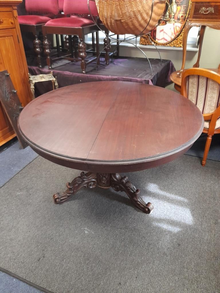 Zeer mooie antieke eet tafel zeer bewerkte poot, Ophalen of Verzenden