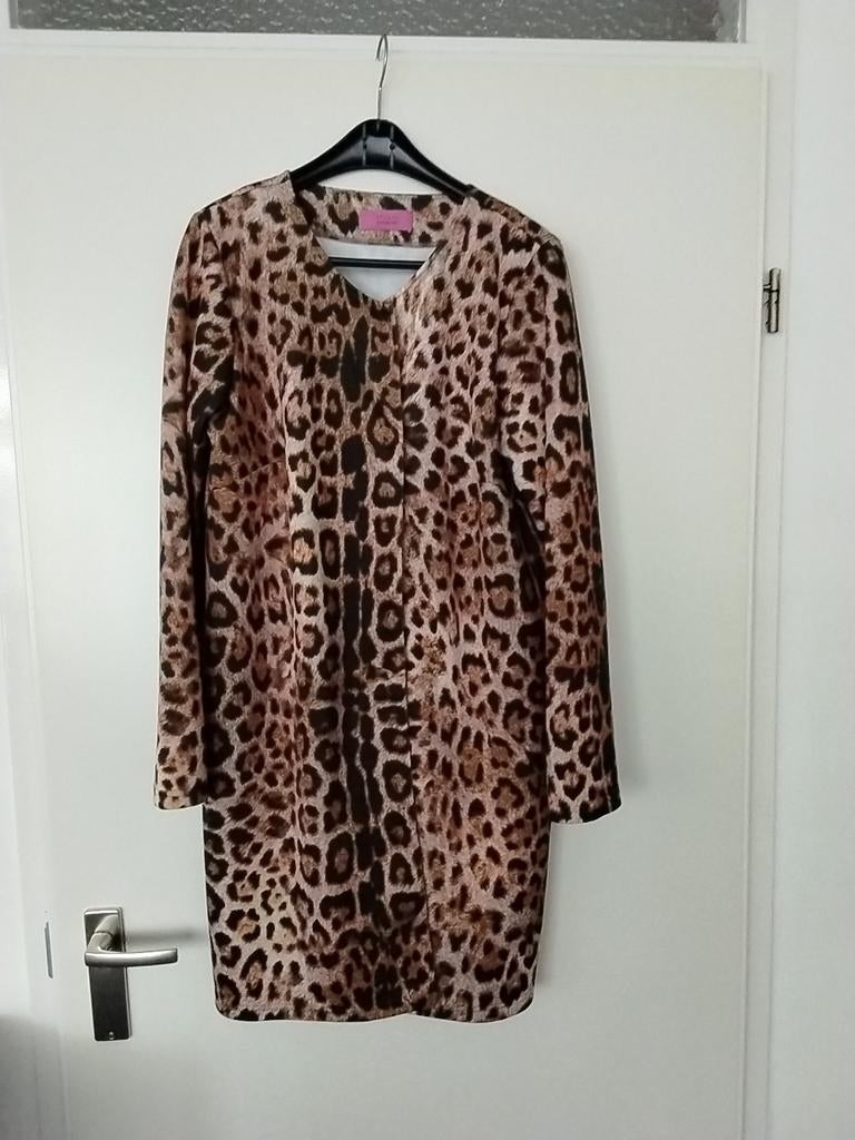 Jas/vest. Panterprint. Studio Anneloes (ophalen), Ophalen, Zo goed als nieuw, Maat 38/40 (M), Boven de knie