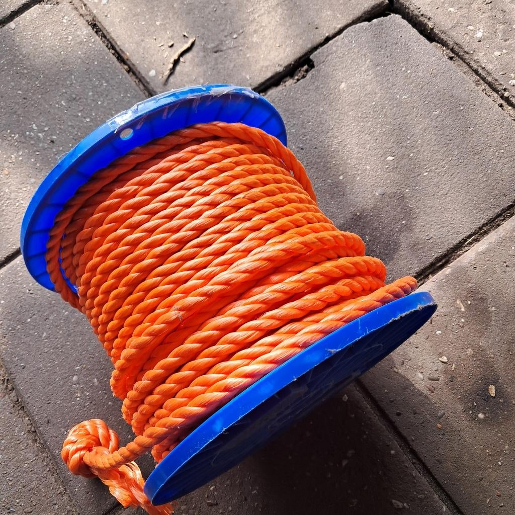 Nieuwe oranje polypropyleen lijn 90m x 10mm, Ophalen of Verzenden, Nieuw, Lijn of Blok