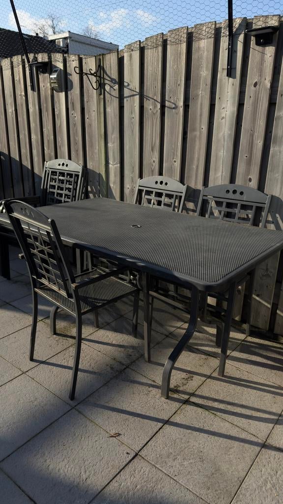 Metalen tuintafelset, Tuin en Terras, Tuinsets en Loungesets, Ophalen, Gebruikt, Overige materialen
