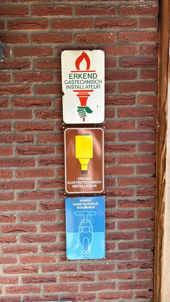 Set emaille borden, Ophalen of Verzenden, Zo goed als nieuw, Reclamebord