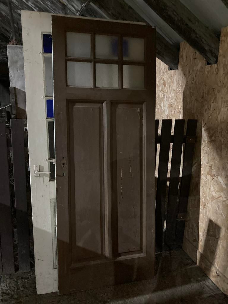 Oude deur met raampjes, Minder dan 250 cm, Schuur, Ophalen of Verzenden, Zo goed als nieuw