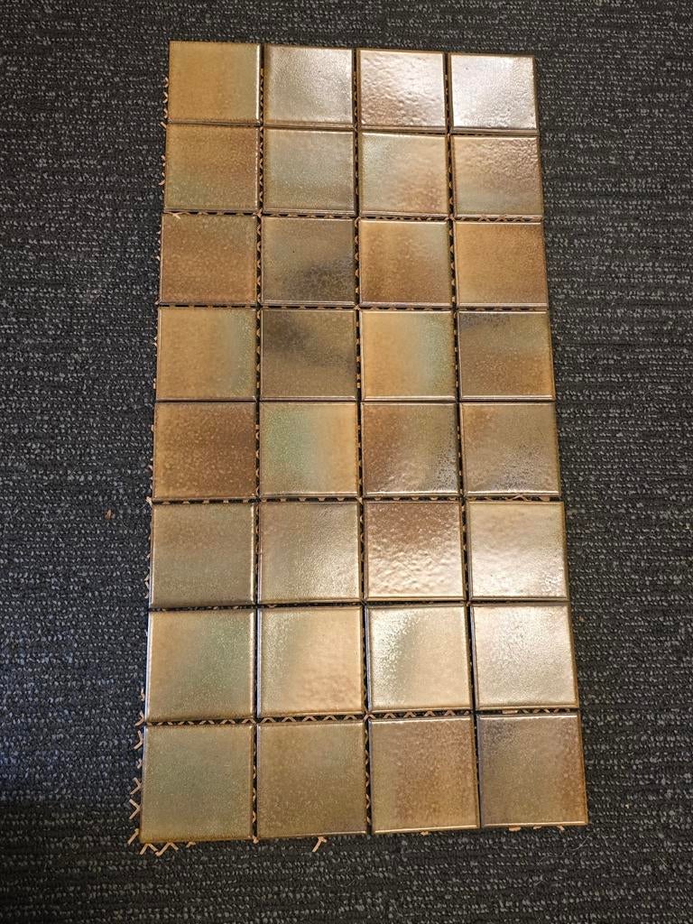 Partij vintage groene tegeltjes 190 stuks olijfgroene tegels, Ophalen, Minder dan 20 cm, Minder dan 20 cm, Minder dan 5 m²