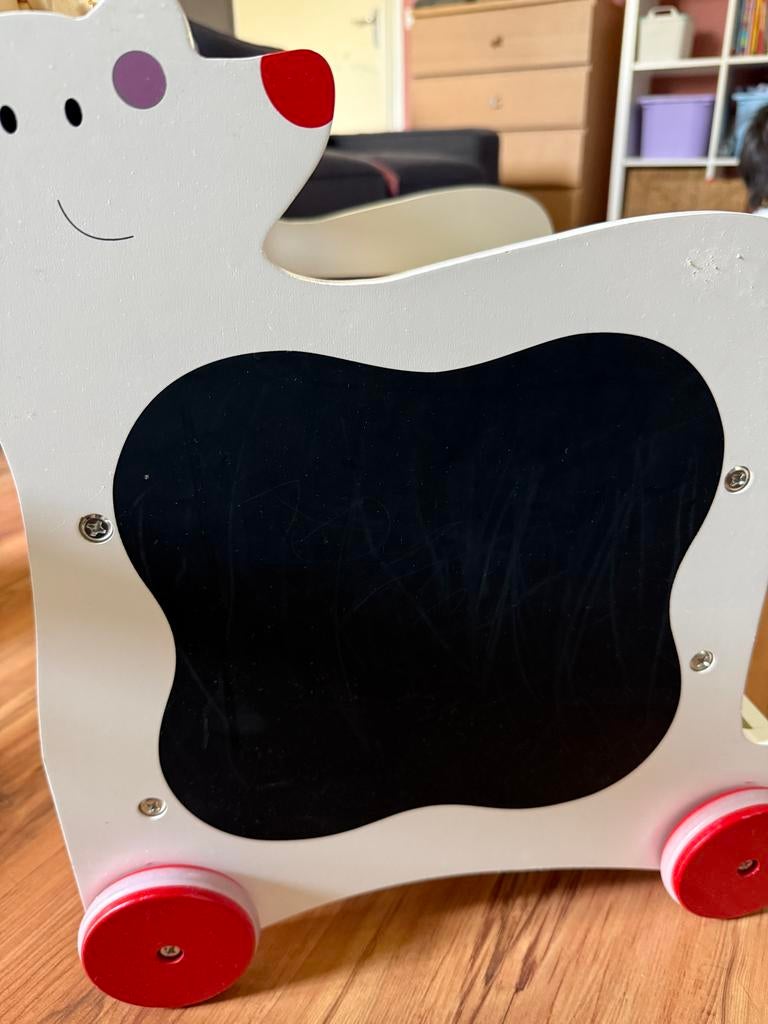 Houten loopwagen met activiteitenbord, Ophalen of Verzenden, Zo goed als nieuw, Duw- of Trekspeelgoed