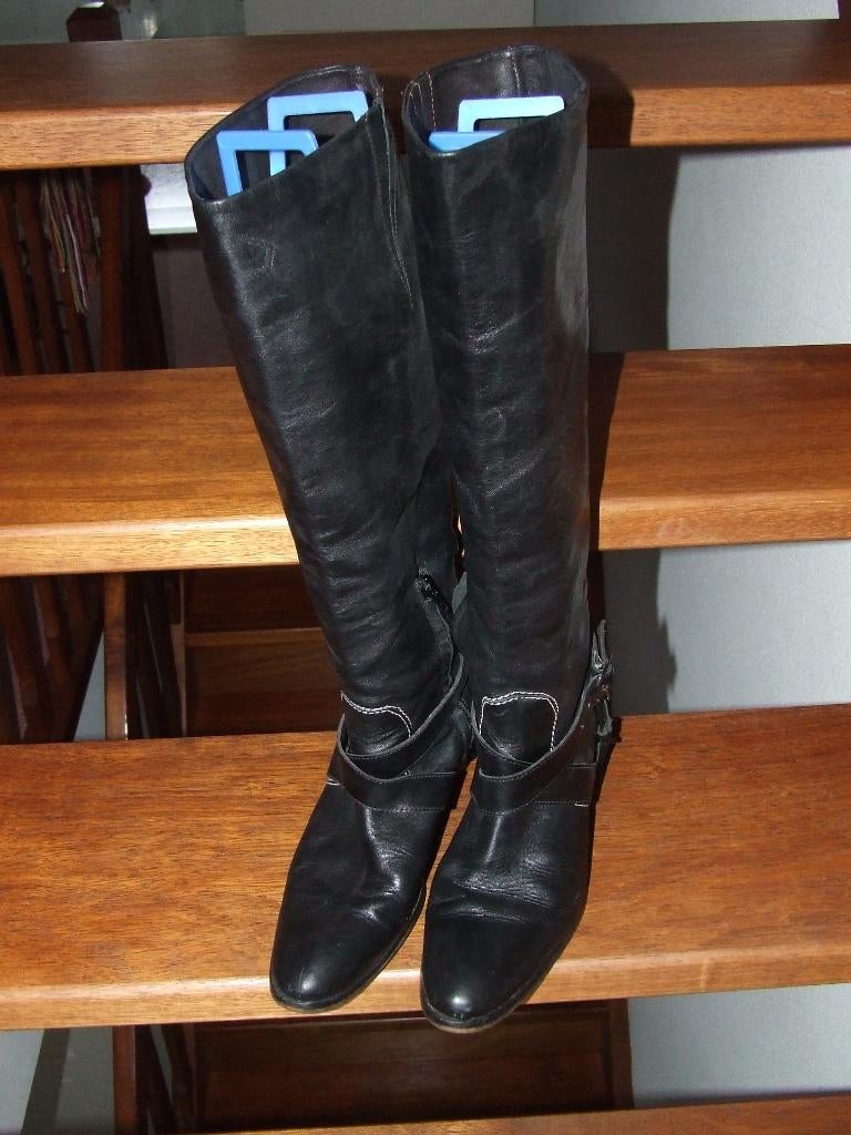 Bitter zgan zwarte leren laarzen op hak 37 1/2, Kleding | Dames, Schoenen, Hoge laarzen, Zwart, Ophalen of Verzenden, Zo goed als nieuw