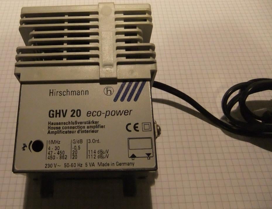 Hirschmann GHV 20 Coax versterker., Ophalen of Verzenden, Gebruikt