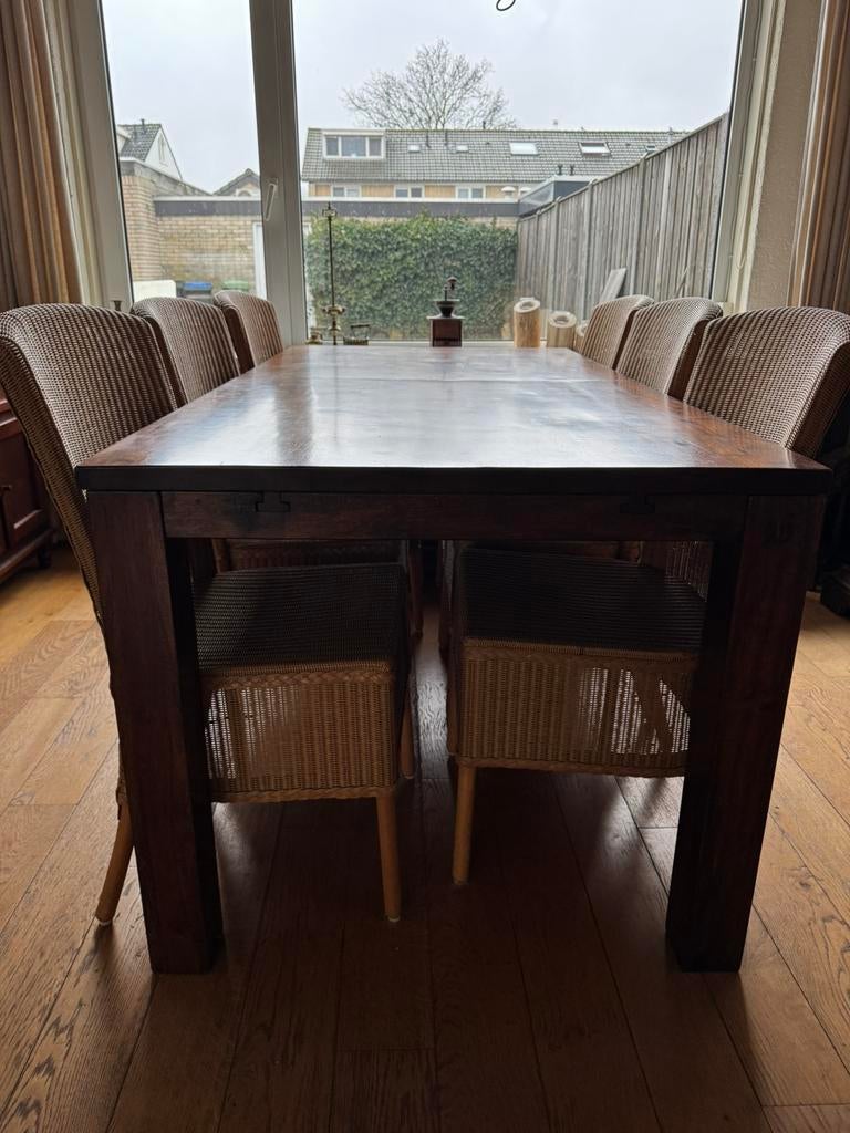 Eettafel, houten eettafel, 6 persoons kan vergroot worden, Huis en Inrichting, Tafels | Eettafels, Gebruikt, 50 tot 100 cm, 200 cm of meer