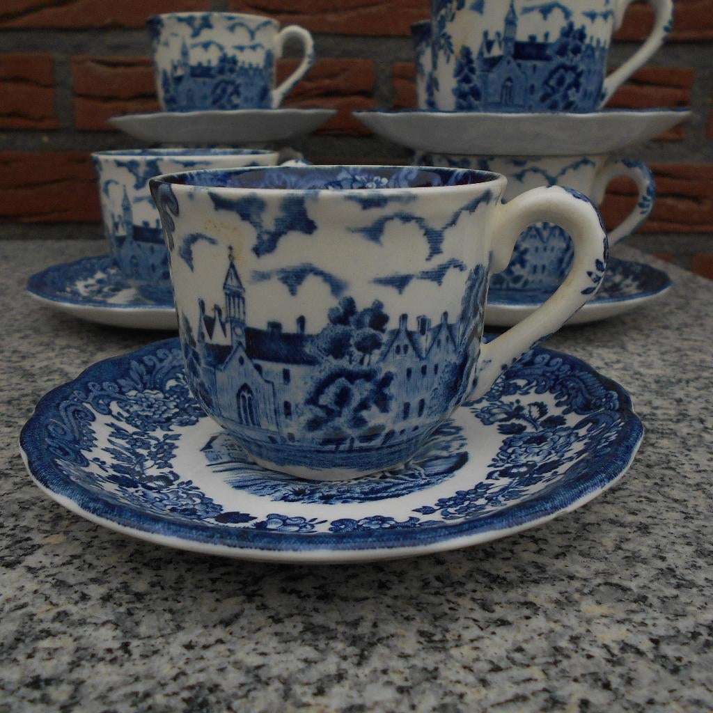 2X k/s Palissy 1790 Avon Scenes blauw engels servies, Antiek en Kunst, Antiek | Servies los, Ophalen of Verzenden