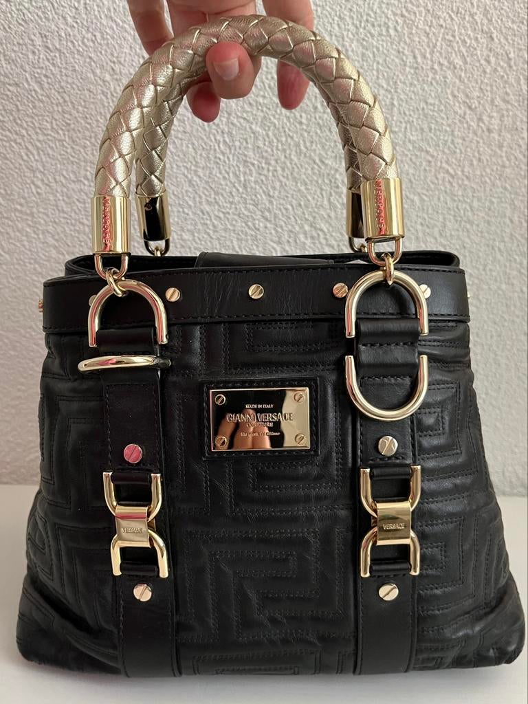 Originele Gianni Versace leren handtas te koop, Sieraden, Tassen en Uiterlijk, Tassen | Damestassen, Zo goed als nieuw, Handtas