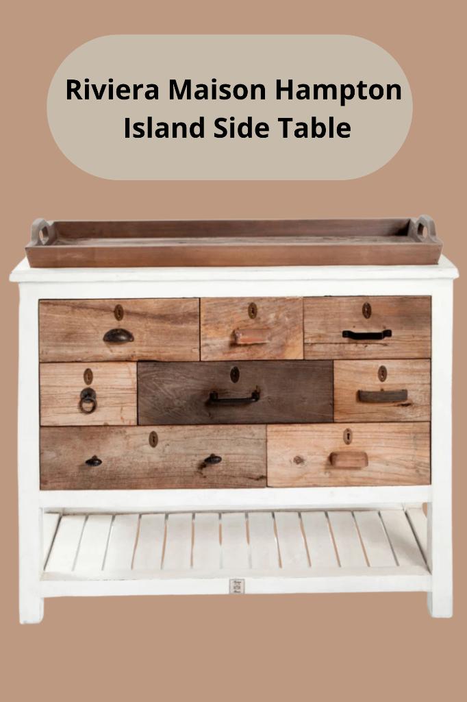 Riviera Maison Hampton Island Side Table uniek & handgemaakt, 50 tot 100 cm, Nieuw, Ophalen of Verzenden, 25 tot 50 cm