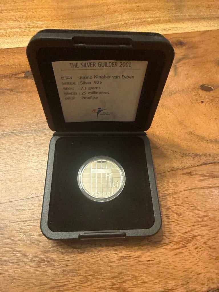 Zilveren Gulden 2001 - Bruno Ninaber van Eyben, 1 gulden, Koningin Beatrix, Zilver, Ophalen of Verzenden