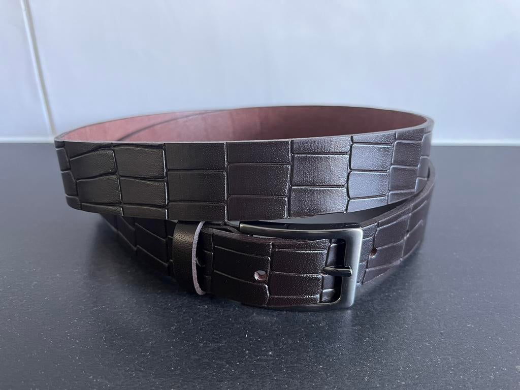 Bruin croco print riem beschikbaar in 95- 105- 115 cm nieuw, Kleding | Heren, Riemen en Ceinturen, Op maat te maken, Bruin, Echt leder