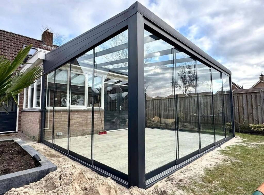 Schuiframen - Aluminium Kozijn - Schuifpui - Glazendak, Garantie, Enkel of Dubbel glas