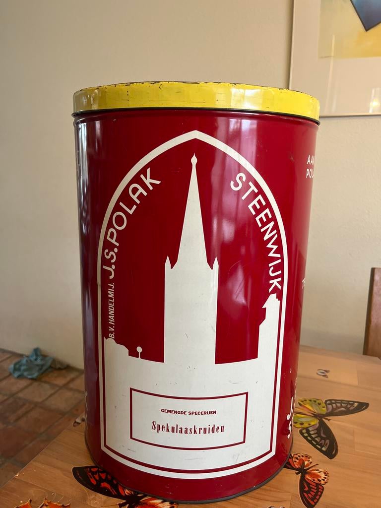 Vintage speculaaskruiden blik 10kg J. S. Polak, Verzamelen, Blikken, Ophalen of Verzenden, Gebruikt, Overige, Overige merken
