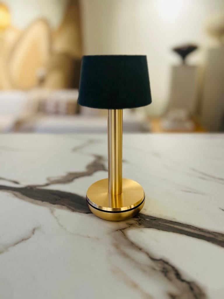 goud- groene lamp, Huis en Inrichting, Lampen | Tafellampen, Ophalen of Verzenden, Zo goed als nieuw, Overige materialen, Minder dan 50 cm