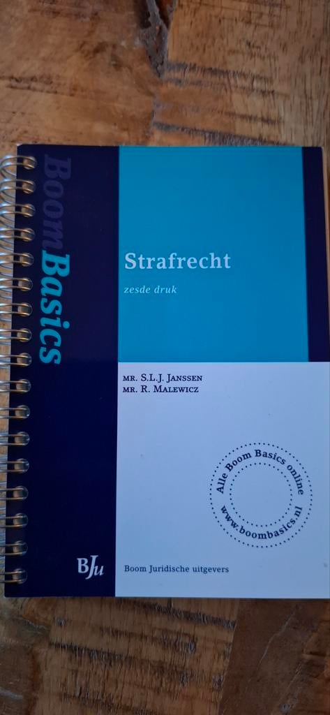 Zakboek Boom Basics Strafrecht - Zesde Druk, S.L.J. Janssen, R. Malewicz, Zo goed als nieuw, Alpha, HBO