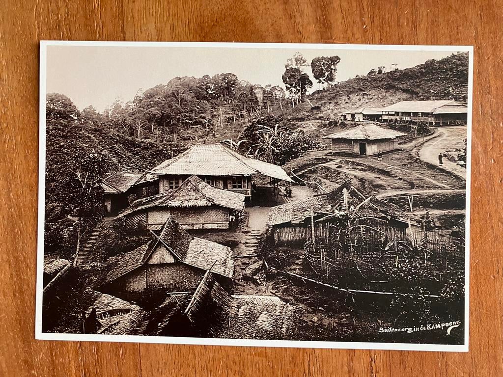 Een kampong te Buitenzorg West Java. Indonesië, ca. 1910, Verzamelen, Ophalen of Verzenden, 1980 tot heden, Ongelopen, Buiten Europa